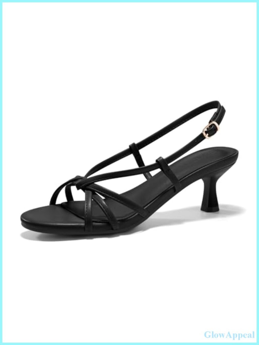 Womens Strappy Slingback Kitten Heel Sandals Open Toe Buckle